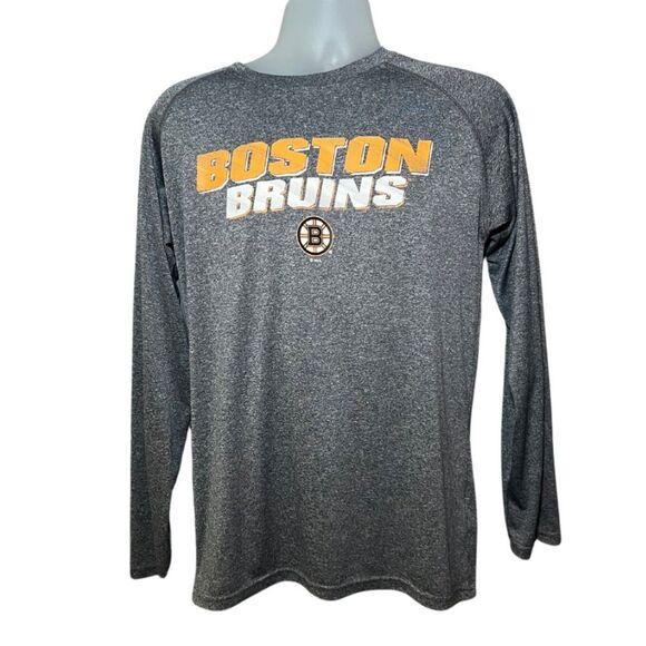 NHL Boston Bruins Men’s Medium Dry Fit Graphic Long Sleeve Tee Shirt Charcoal - Picture 1 of 3